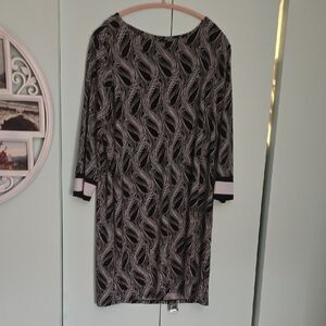 Michael Kors Black and White Long Sleeve Dress